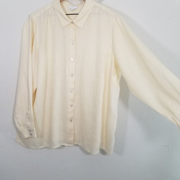 J. Jill Love Linen 100% Linen Long Sleeve Button Down Shirt Yellow Size 2X - Picture 2 of 7